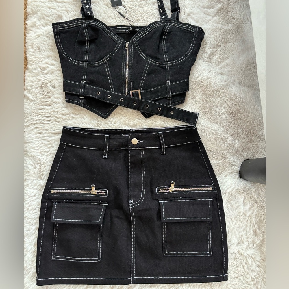 Fashion Nova Black denim set